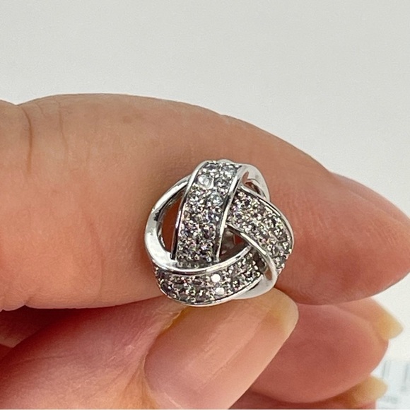 CRYSTAL Knot Clip On Earrings - Picture 2 of 10